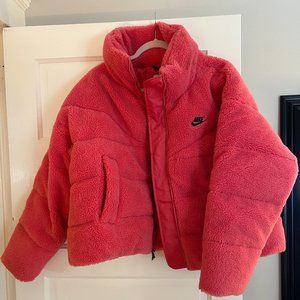 Nike NWT Pink fuzzy coat. Size M